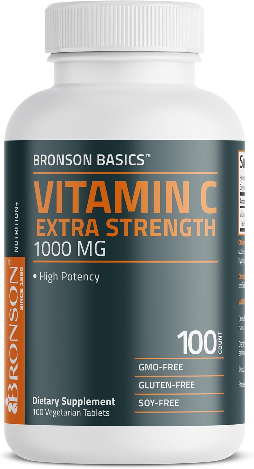 Bronson Vitamina C 1000 mg Extra Strength - 100 Comprimidos Vegetarianos