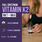 Total K2® - Vitamina K2 MK7 + MK4 + K1 + D3 - 620 mcg - Vegano Orgánico (Líquido 30 ml)