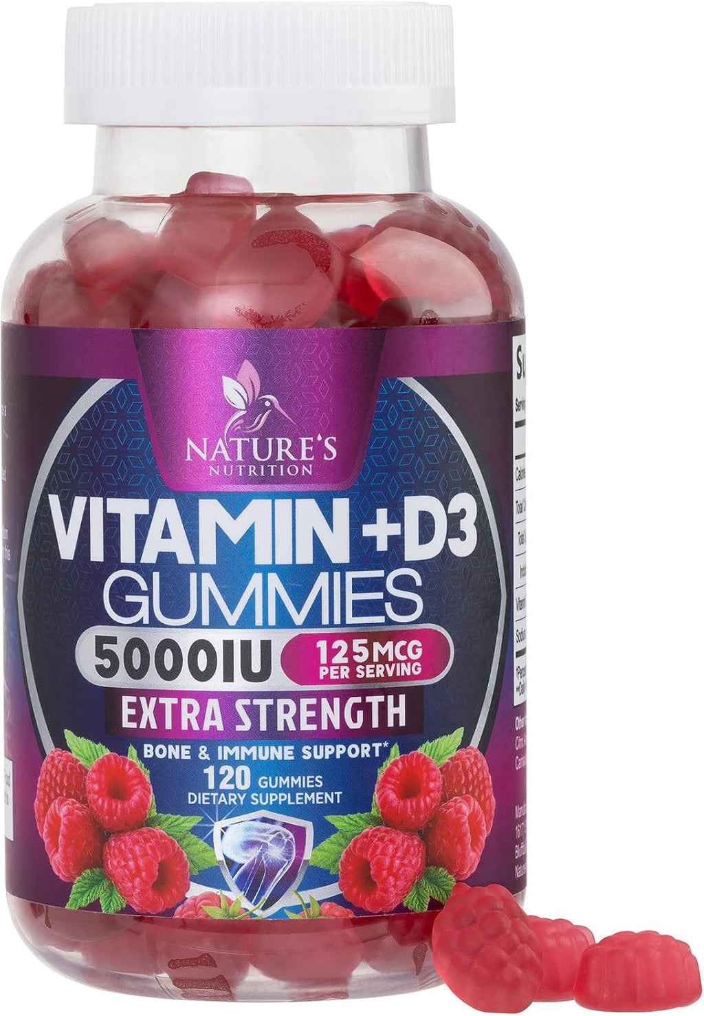 Suplemento de Vitamina D3 en Gominolas - 5000 UI por ración (120 gominolas)