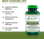Green Organic Supplements Complejo de Niacinamida, Niacina, NAD, NADH - Alta Absorbancia, No GMO, Sin Gluten (Unidad)