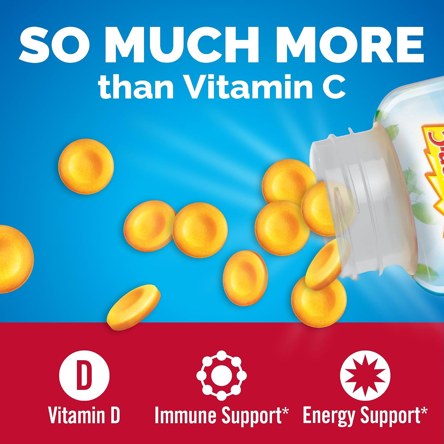 Emergen-C Immune+ Vitamina C y D Masticables Sabor Naranja, 42 uds