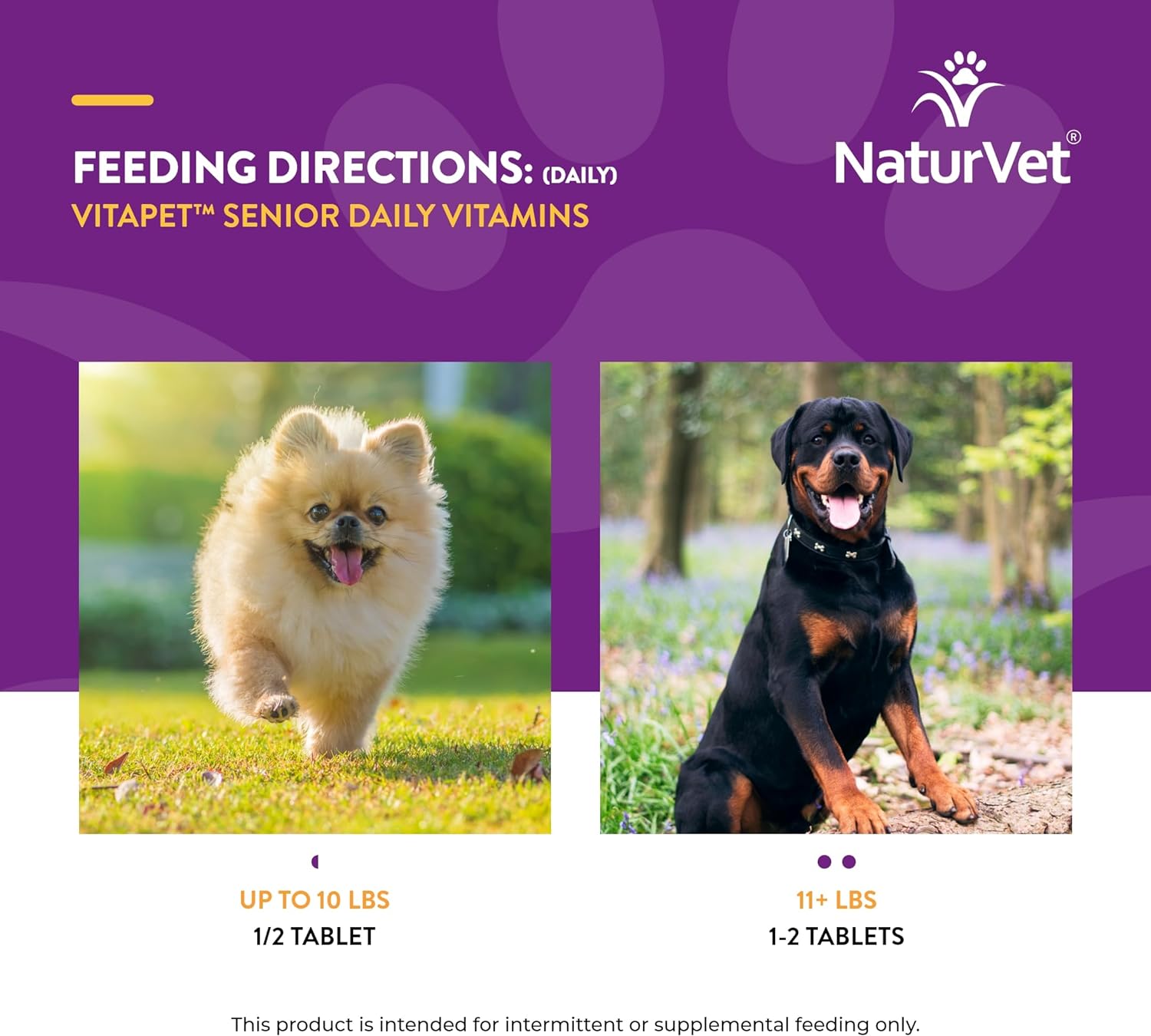 NaturVet VitaPet Senior Vitaminas Diarias para Perros Mayores con Glucosamina - 365 Comprimidos de Liberación Prolongada