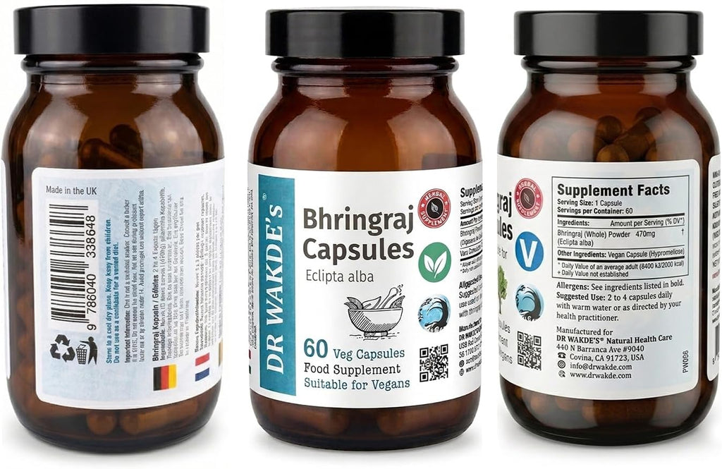 DR WAKDE's Bhringraj - Eclipta Alba Capsules - Hair & Liver Support - 60 Vegan Capsules