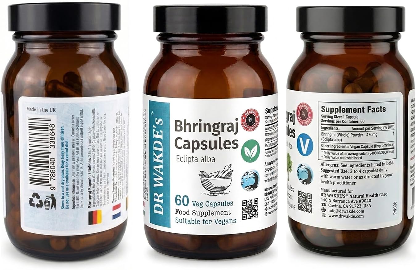 DR WAKDE's Bhringraj - Eclipta Alba Capsules - Hair & Liver Support - 60 Vegan Capsules