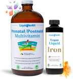LIQUIDHEALTH Prenatal Baby Booster - Pack de Vitaminas Prenatales/Postnatales Líquidas Veganas con Hierro Ferrochel y Folato