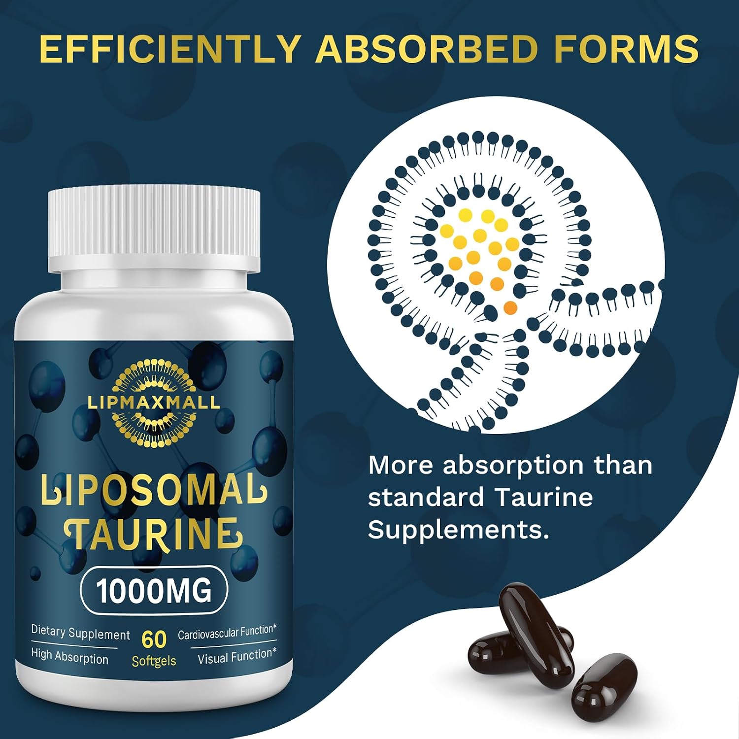lipmaxmall Taurina Liposomal 1000mg - 60 Cápsulas Blandas (Pack de 2)