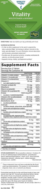 Melaleuca Vitality Multivitamin and Mineral for Adults Over 50, 60 Tablets