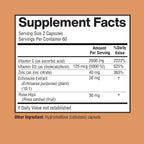 Happi Mi Nutrition Vitamina C 2000 mg con Zinc y Vitamina D3 - 120 Cápsulas Veganas