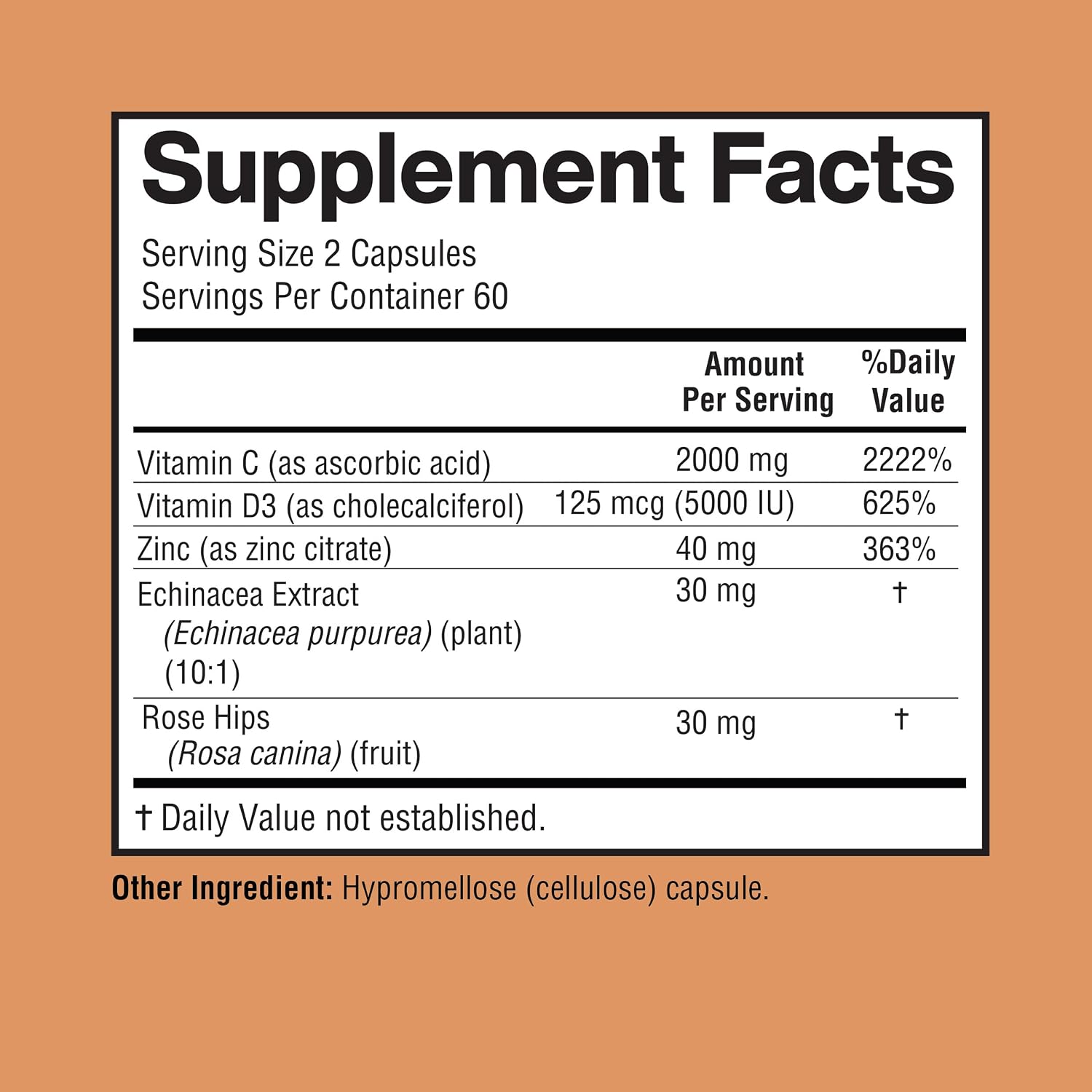 Happi Mi Nutrition Vitamina C 2000 mg con Zinc y Vitamina D3 - 120 Cápsulas Veganas