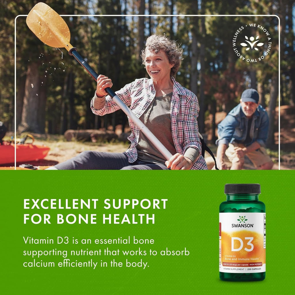 Swanson Vitamina D3 1000 UI - 250 Cápsulas Blandas