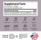 Zahler Vitamina D3 Avanzada 2000 UI, 250 Cápsulas Blandas - Suplemento de Vitamina D3 para Huesos, Dientes, Músculos e Inmunidad