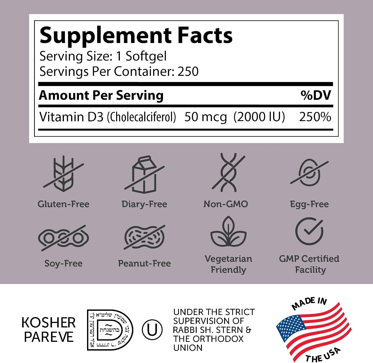 Zahler Vitamina D3 Avanzada 2000 UI, 250 Cápsulas Blandas - Suplemento de Vitamina D3 para Huesos, Dientes, Músculos e Inmunidad