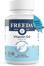 FREEDA Vitamina D2 2000 UI – Ergocalciferol Vegano para Huesos e Inmunidad – 100 Comprimidos Pequeños