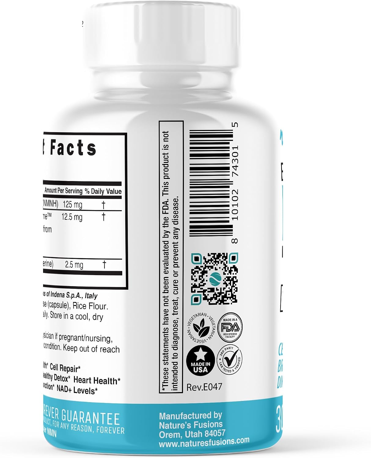 Nutri NMNH 125 mg - Suplemento con Piperina y Quercetina Phytosome - 30 Cápsulas