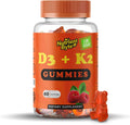 Nutrient Byte Vitamin D3 K2 Gummies – 4000 IU D3 + 140 mcg Mezcla K – Gominolas Veganas sin Gluten – 60 unidades sabor bayas para niños