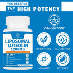 VITACRLLYNMN Liposomal Luteolina 1200 mg – Complejo 11 en 1 Antioxidante y Cognitivo, 60 Cápsulas
