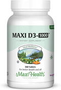 Maxi-Health Vitamina D3 1000 UI - 360 Comprimidos - Complemento Alimenticio para el Mantenimiento de Huesos, Músculos y Sistema Inmunitario