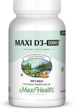 Maxi-Health Vitamina D3 1000 UI - 360 Comprimidos - Complemento Alimenticio para el Mantenimiento de Huesos, Músculos y Sistema Inmunitario