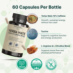Yerba Mate 1400mg con Taurina y Complejo B - 60 Cápsulas