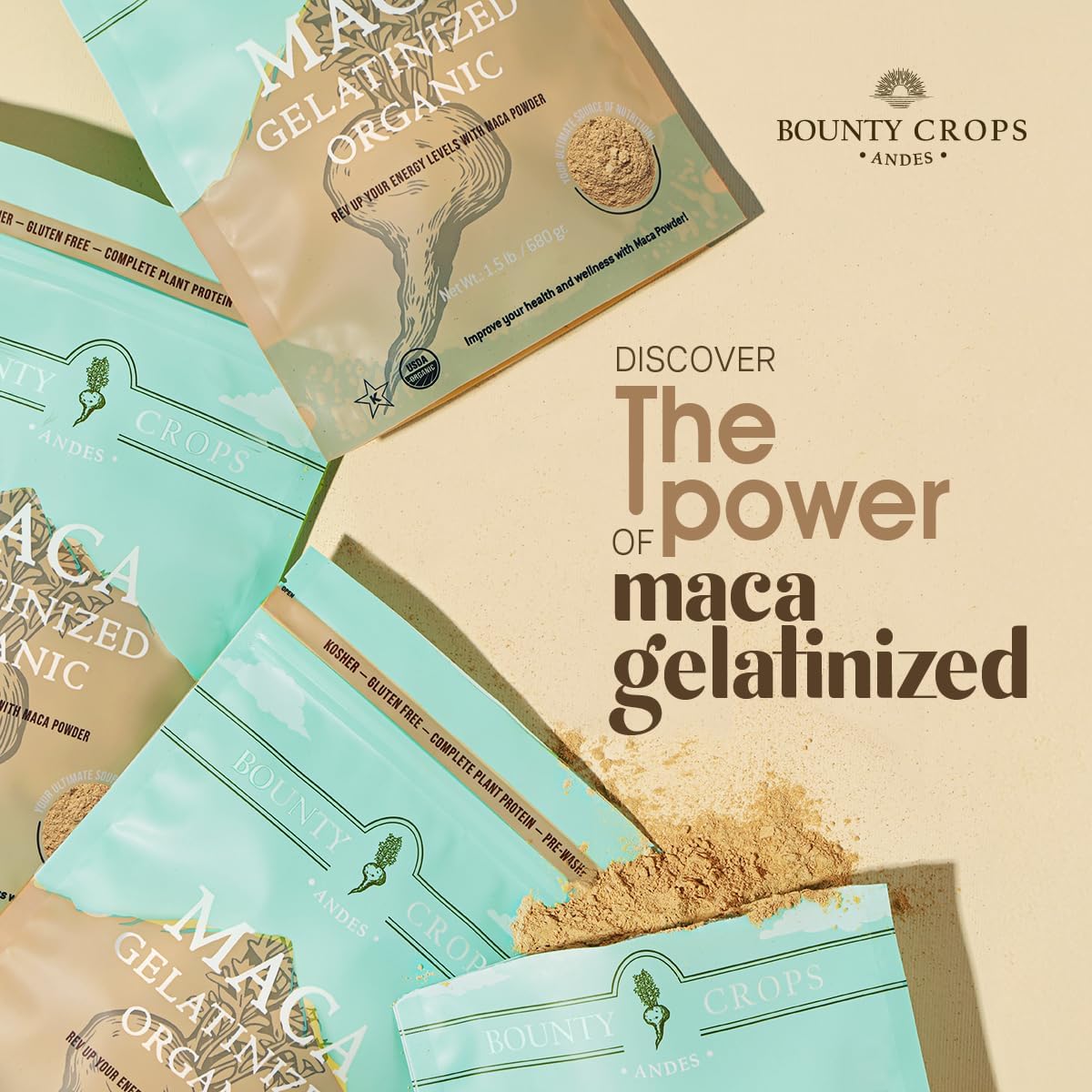 Bounty Crops Organic Maca Powder Gelatinized 24 Oz (680 g)