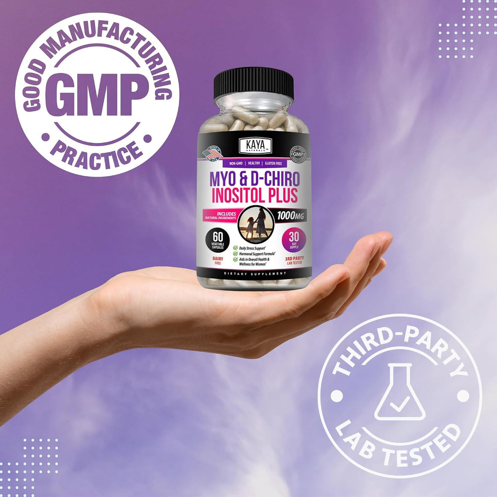 Kaya Naturals Myo & D-Chiro Inositol Plus 60 Cápsulas - Complemento Alimenticio con Vitamina B8