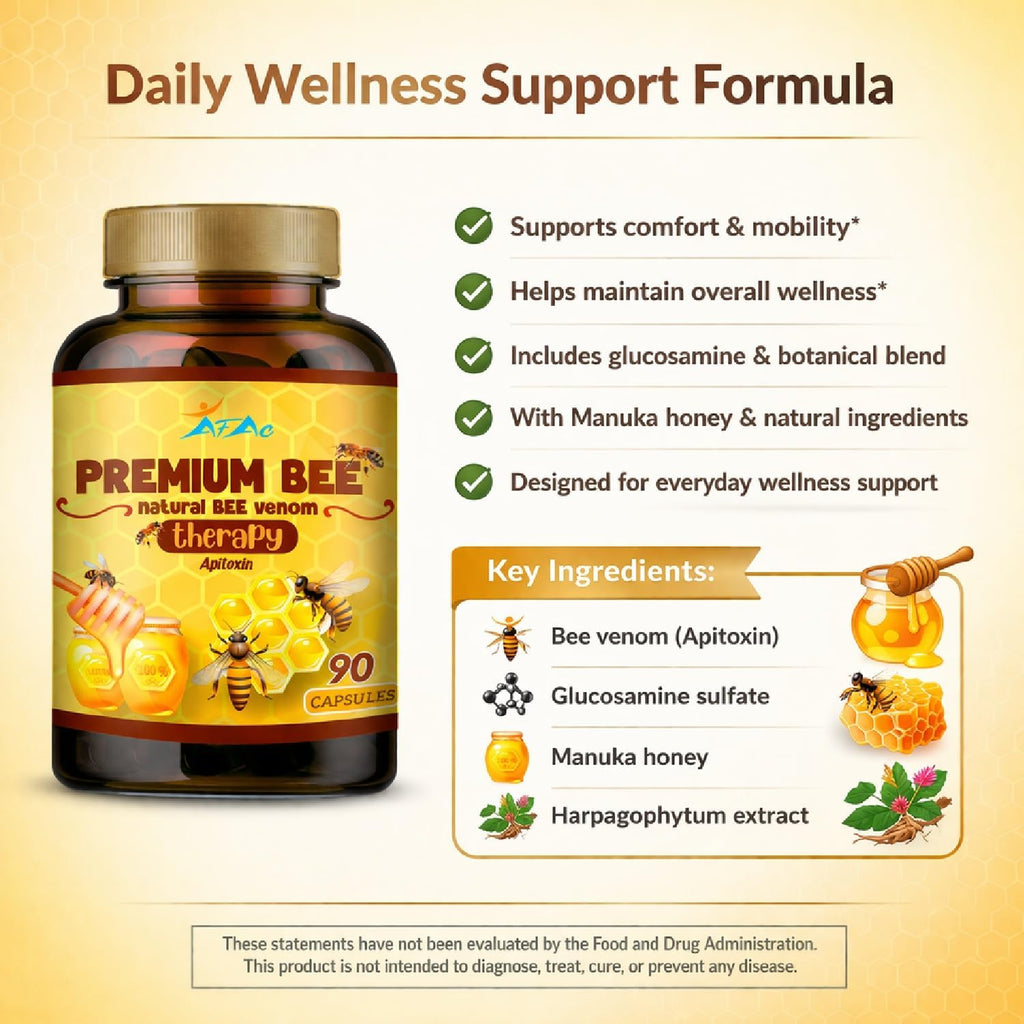 VITAMISAN Premium Natural Bee Venom with Glucosamine Sulfate, 90 Cápsulas