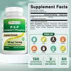 Best Naturals P5P Vitamina B6 (Piridoxal 5 Fosfato) 100 mg - 120 Comprimidos - Forma Activa de Vitamina B6