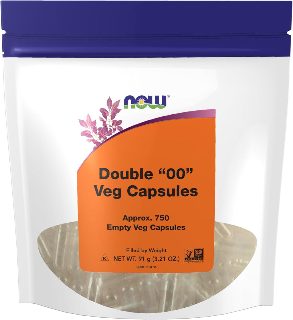 Cápsulas Vegetales Vacías Tamaño 00 de NOW Foods, 750 Unidades