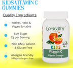 Go Healthy Kids Vitamin C Gummies – Gominolas de Vitamina C para Niños, Sabor Naranja, Veganas, Sin Gelatina, 60 unidades