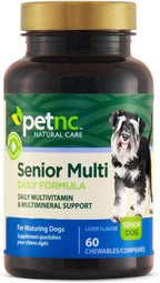 Petnc Senior Multi Chewables (60 unidades), Multivitamínico diario para perros senior, con zinc, magnesio, hierro y más, para la salud general, perros maduros, sabor a hígado
