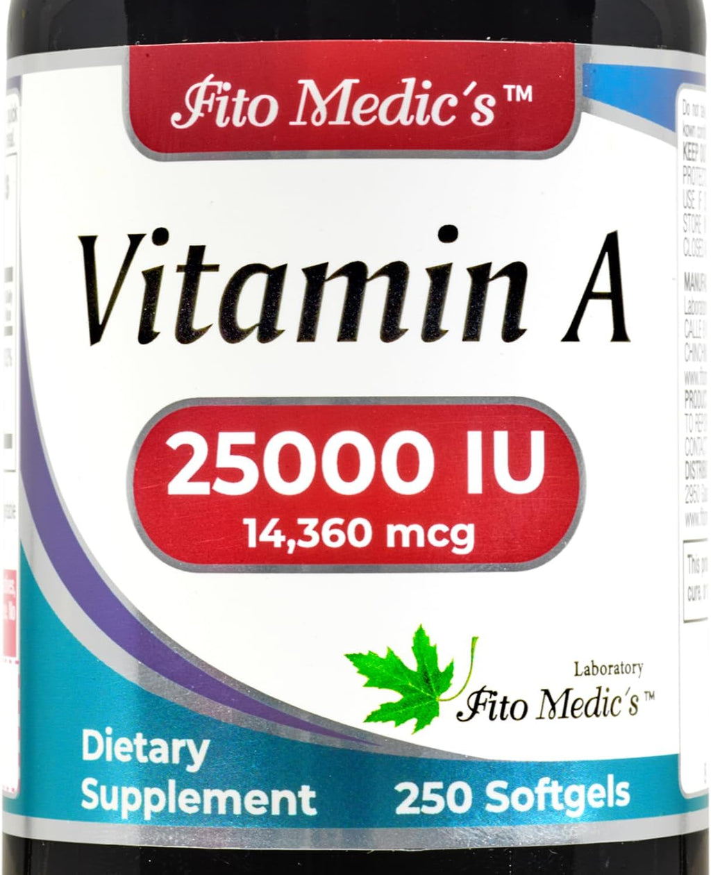 FITO MEDIC'S Lab - Vitamina A 25000 UI, 250 cápsulas blandas
