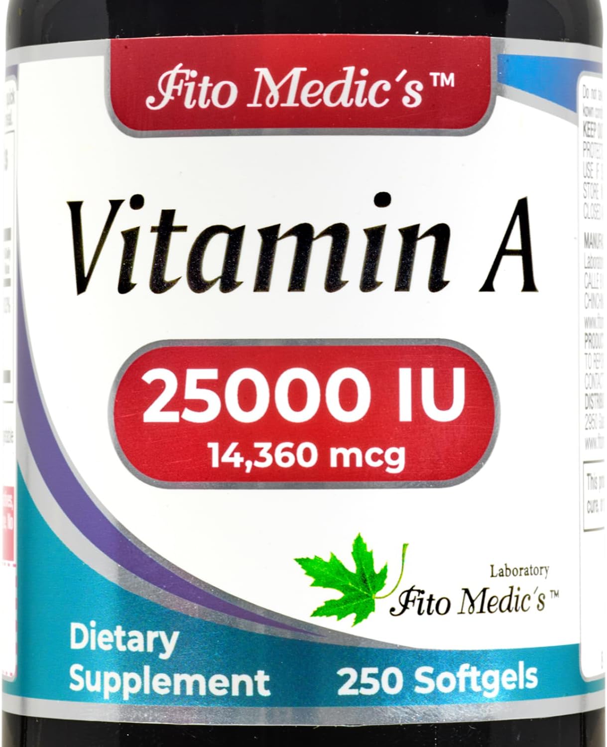 FITO MEDIC'S Lab - Vitamina A 25000 UI, 250 cápsulas blandas
