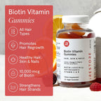 iRestore Biotin Gummies 10,000 mcg - Gominolas de Biotina para Cabello, Piel y Uñas - 60 Gominolas Veganas