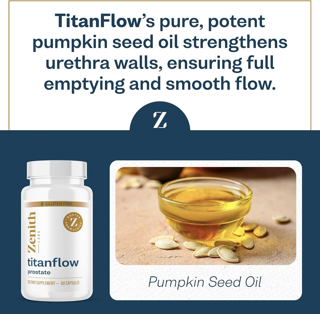 TitanFlow - Complemento para la Próstata con Aceite de Semilla de Calabaza