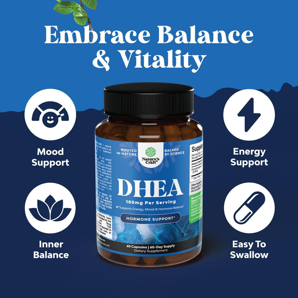 DHEA 100 mg por ración - 60 Cápsulas - Natures Craft