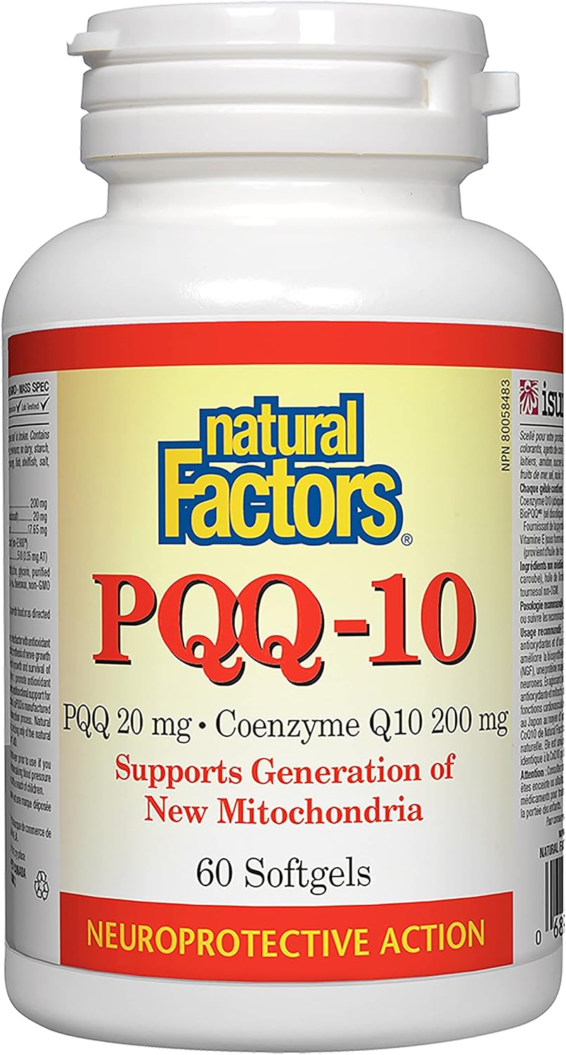 Natural Factors PQQ-10, Complemento Alimenticio para la Energía y el Envejecimiento Saludable, 60 Cápsulas Blandas