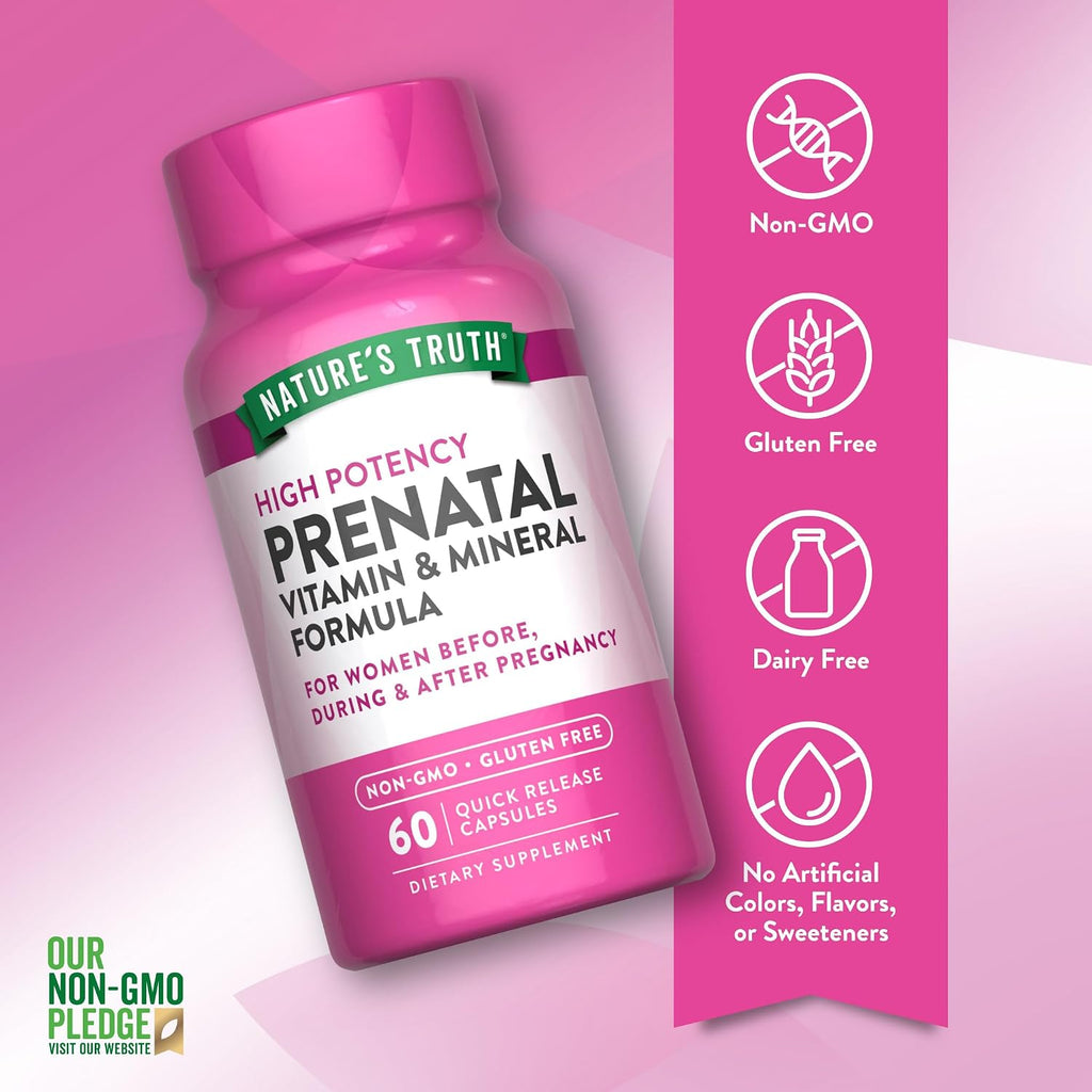 Nature's Truth Vitaminas Prenatales con Ácido Fólico - 60 Cápsulas