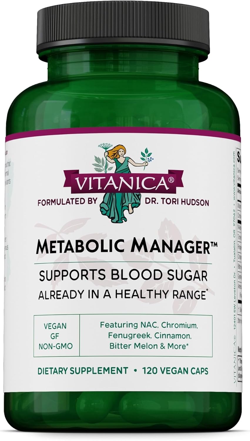 Vitanica Metabolic Manager - Complemento Herbal Vegano con Vitamina D (120 Cápsulas)