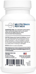 Type Zero Multivitamin Capsules for Men (120 Cápsulas) - Multivitamínico para Hombres, Sin Gluten