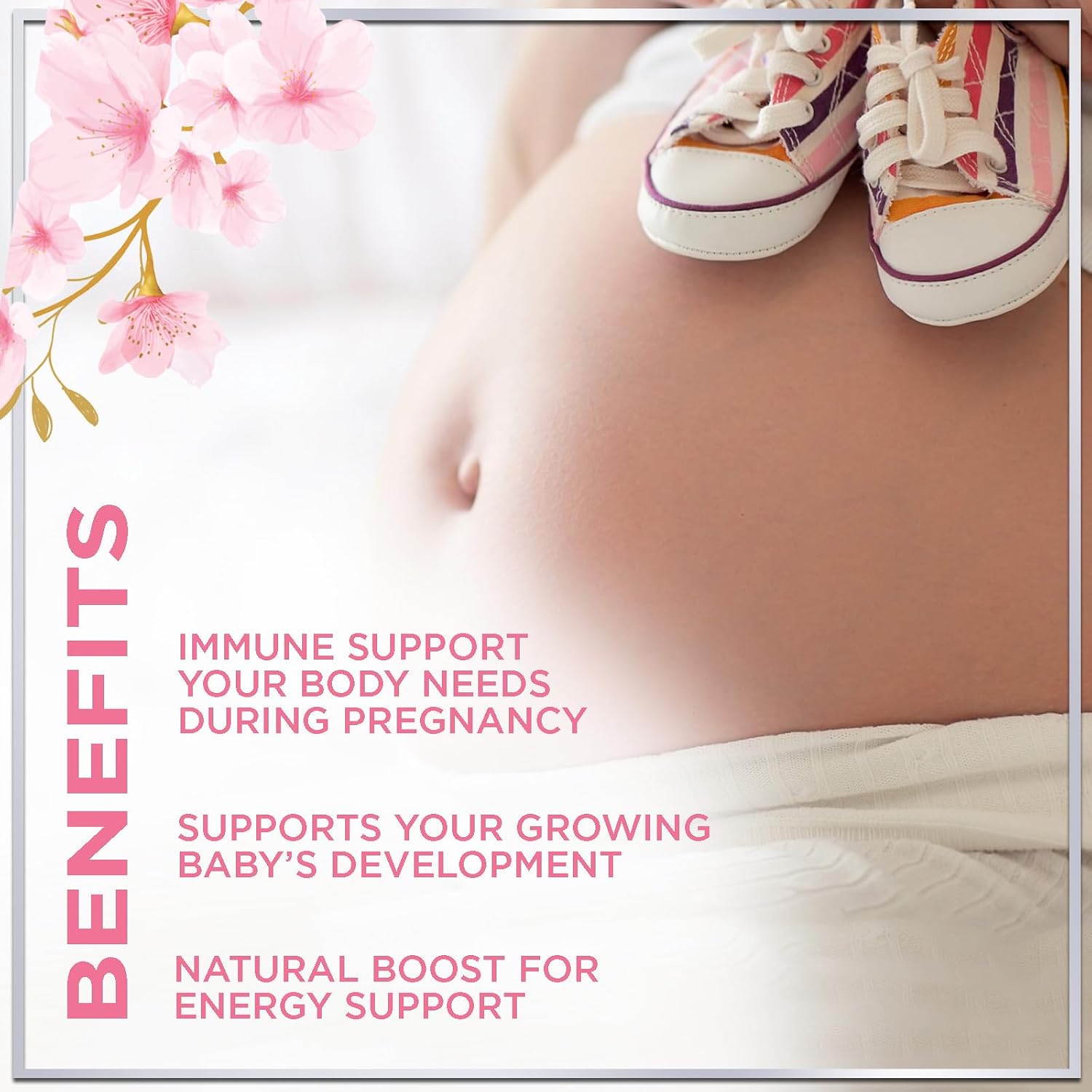 Vitaminas Prenatales para Mujeres – Multivitamínico Completo para el Embarazo – Ácido Fólico, Omega 3 DHA, Colina, Vitamina D – Sabor Naranja – 120 Gominolas