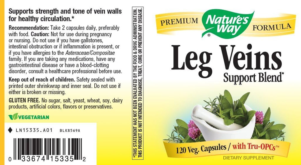 Nature's Way Leg Veins con Tru-OPCs, 120 cápsulas vegetales