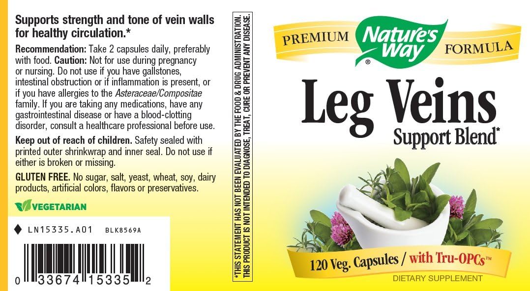 Nature's Way Leg Veins con Tru-OPCs, 120 cápsulas vegetales