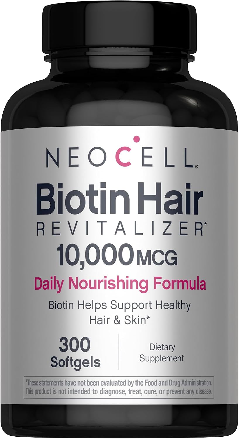 NeoCell Biotin Hair Revitalizer 10000 mcg | 300 Cápsulas blandas | Fórmula nutritiva diaria | Para mujeres y hombres | Complemento para cabello, piel y uñas