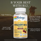 Solaray Vitamin B-12 5000 mcg Chewable Tablets - Methylcobalamin, Natural Cherry Flavor, 30 Tablets