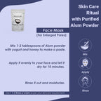 Mi Nature Alumbre en Polvo de Potasio (Fitkari/Phitkari) - 100% Natural para el Cuidado de la Piel, Acné, Control de Olores y Purificación de Agua - Mascarilla Facial para Refinar Poros - 100g
