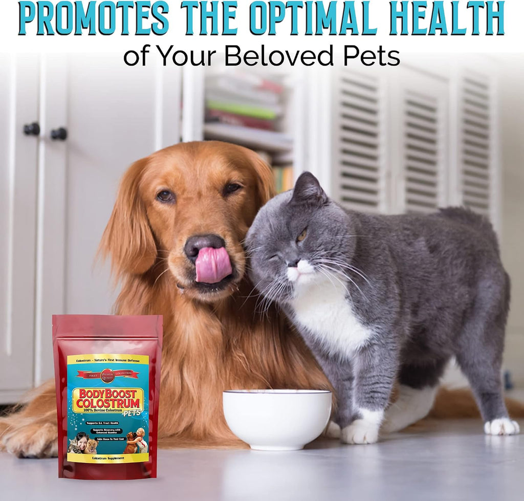 BodyBoost Calostro Bovino para Perros y Gatos - Suplemento Inmunitario Orgánico, Alivio de Alergias y Picazón, Salud Intestinal, Todas las Edades, 227 g