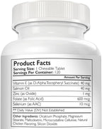 Complejo de Vitamina E para Perros con Zinc, Selenio, Folato y Aceite de Salmón - 120 Comprimidos Masticables