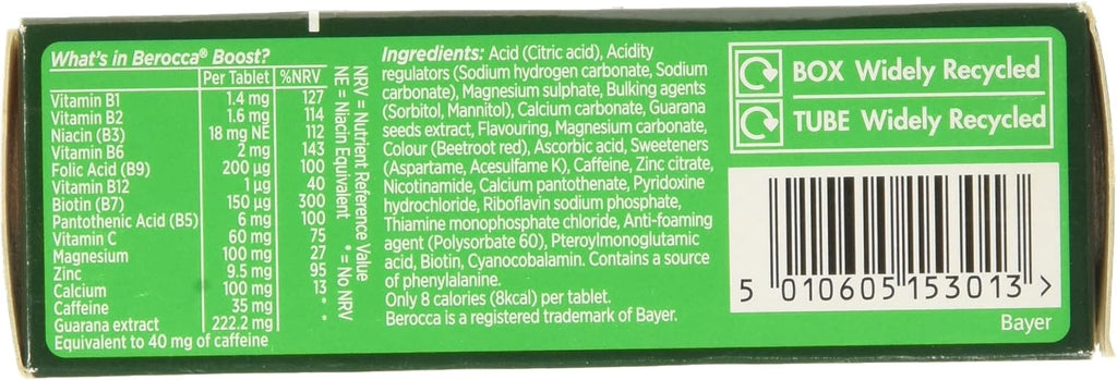 Berocca Boost Multivitamínico con Cafeína y Guaraná - Pack de 20 Comprimidos
