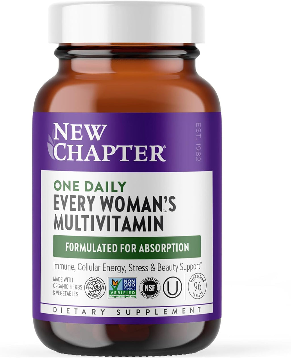 New Chapter Every Woman's One Daily Multivitamínico - Apoyo para los huesos, energía e inmunidad* - Nutrientes fermentados integrales - Sin azúcar añadido - Vegetariano y sin gluten - 48 comprimidos