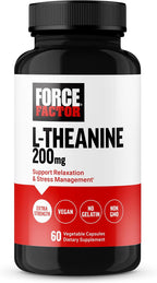 Force Factor L-Teanina 200mg, Suplemento Extra Fuerte para el Alivio del Estrés y la Relajación, Vegano, Sin OGM, 60 Cápsulas Vegetales